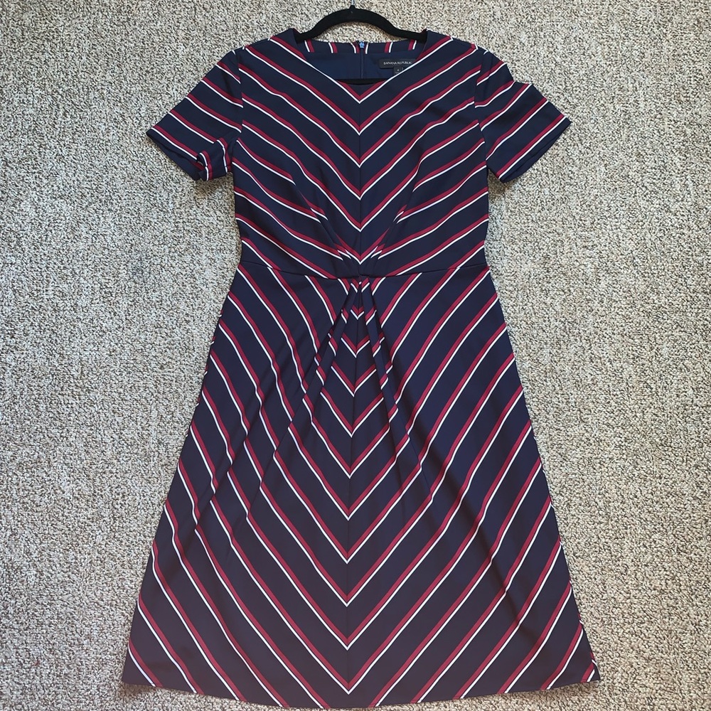 Banana Republic Stripe Rouched Front Dress